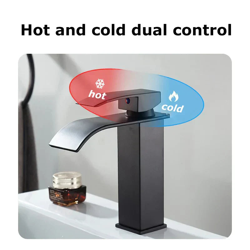 Glevato Sink Mixer Aqualis Noir | Stainless Steel | Hot & Cold Water | For Bathroom & Guest Toilet
