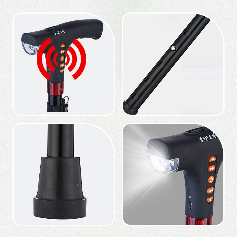 Glevato | Smart Walking Stick | LED Light Radio Emergency Alarm | Adjustable