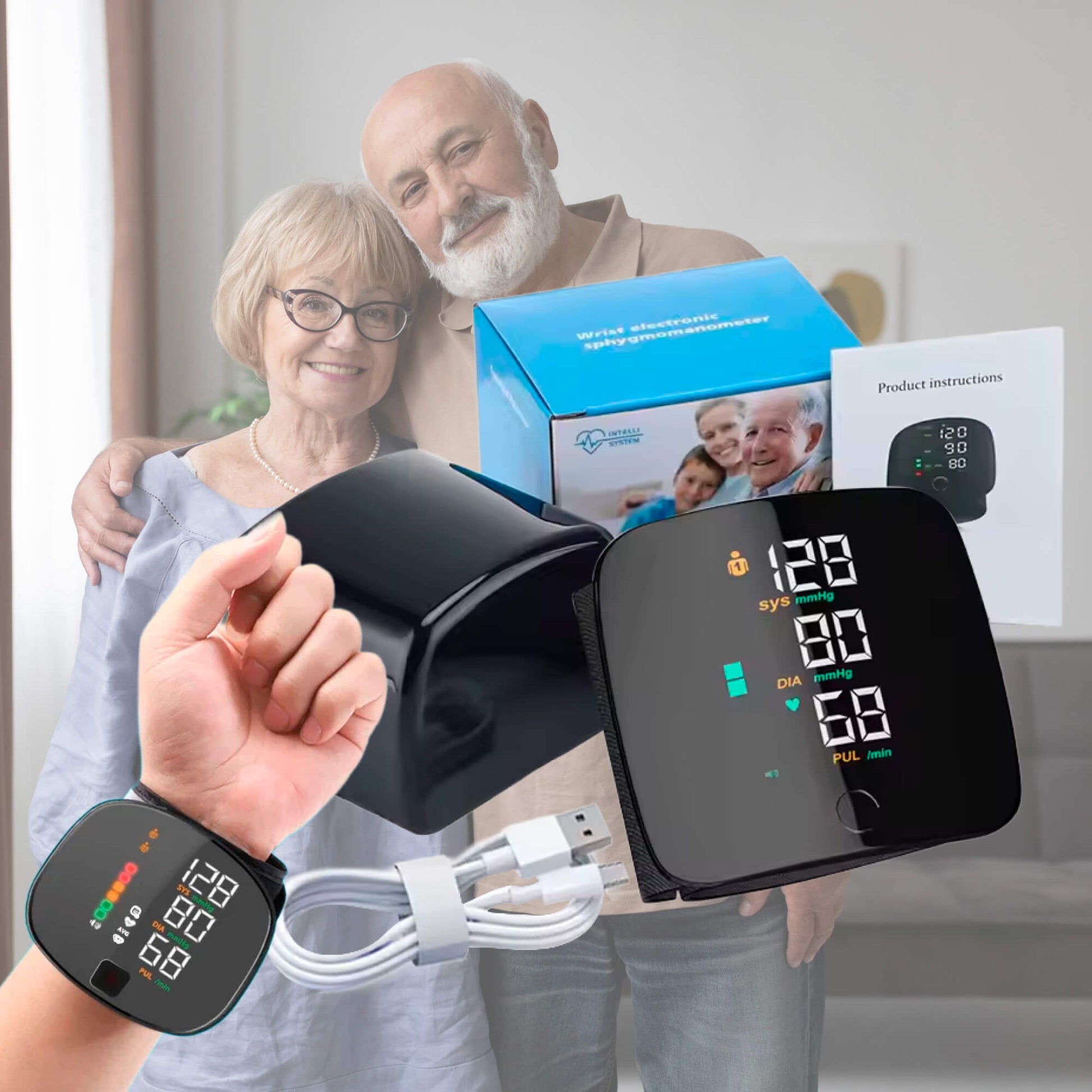Glevato | Smart Wrist Blood Pressure Monitor – Electronic Portable Sphygmomanometer with Voice Alerts