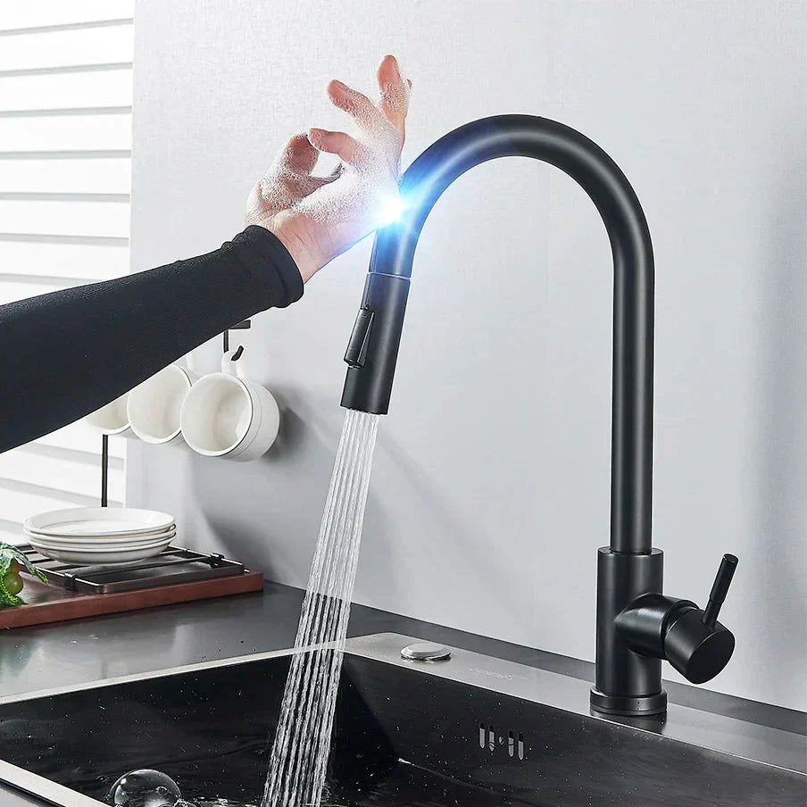 Glevato | SmartTouch | Kitchen Faucet with Touch Sensor and Pull-Down Spray Head – Brushed Nickel