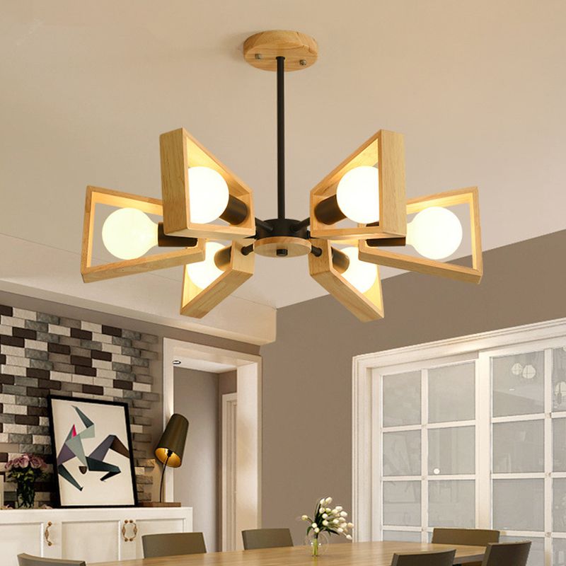 Glevato | Sputnik Chandelier Made of Wood | Modern Geometric Design