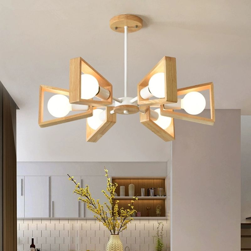 Glevato | Sputnik Chandelier Made of Wood | Modern Geometric Design