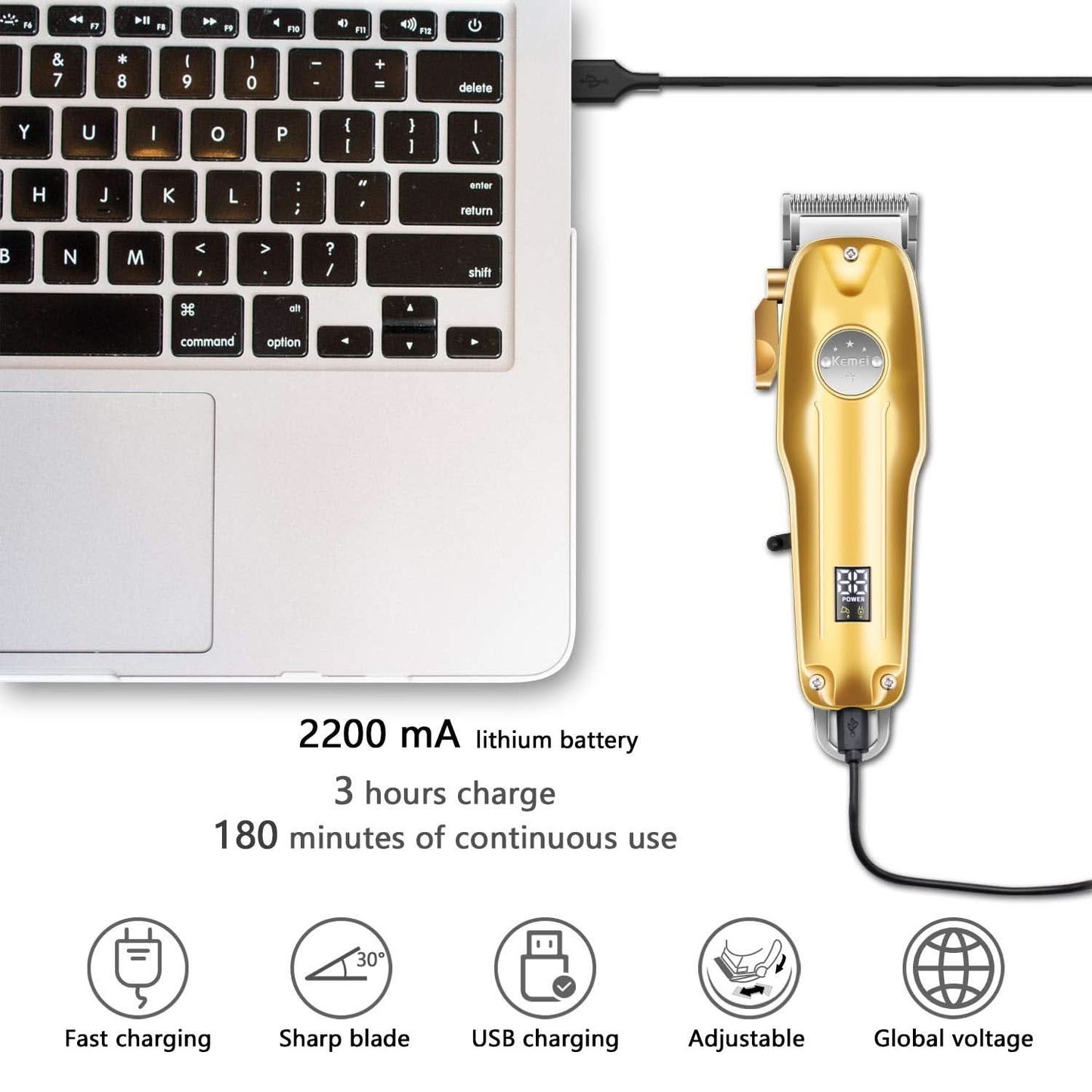 Glevato | SteelEdge X3 3-in-1 Trimmer & Shaver | Precision & Wireless | Black