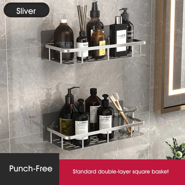 Glevato | Stylish and Practical No-Drill Shower Corner Shelf – Space-Saving Bathroom Storage Rack
