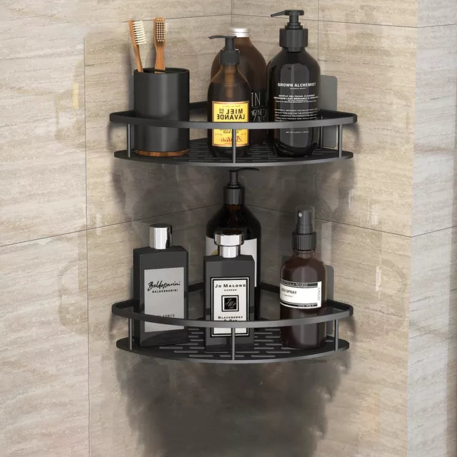 Glevato | Stylish and Practical No-Drill Shower Corner Shelf – Space-Saving Bathroom Storage Rack