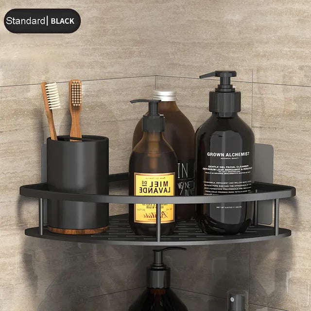 Glevato | Stylish and Practical No-Drill Shower Corner Shelf – Space-Saving Bathroom Storage Rack