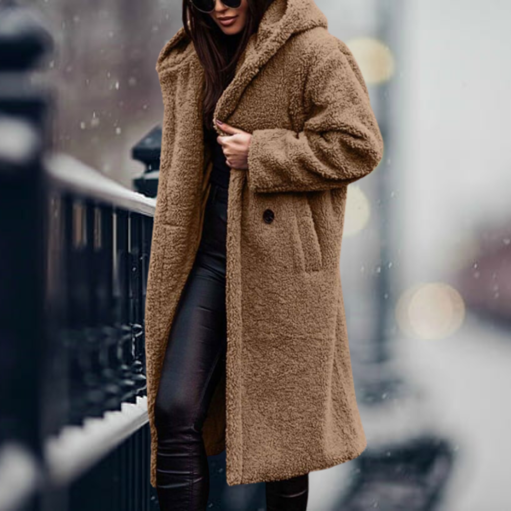 Glevato - The Coziest Elegance Faux Fur Hoodie Jacket