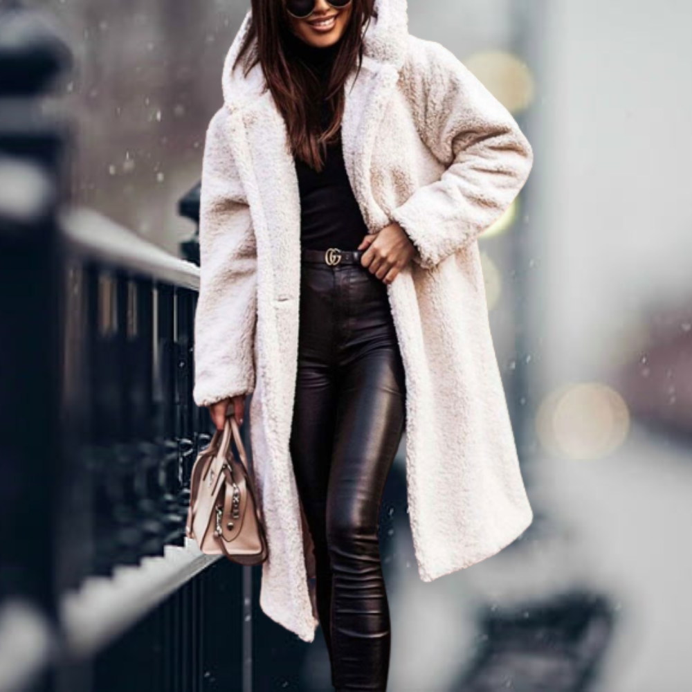 Glevato - The Coziest Elegance Faux Fur Hoodie Jacket