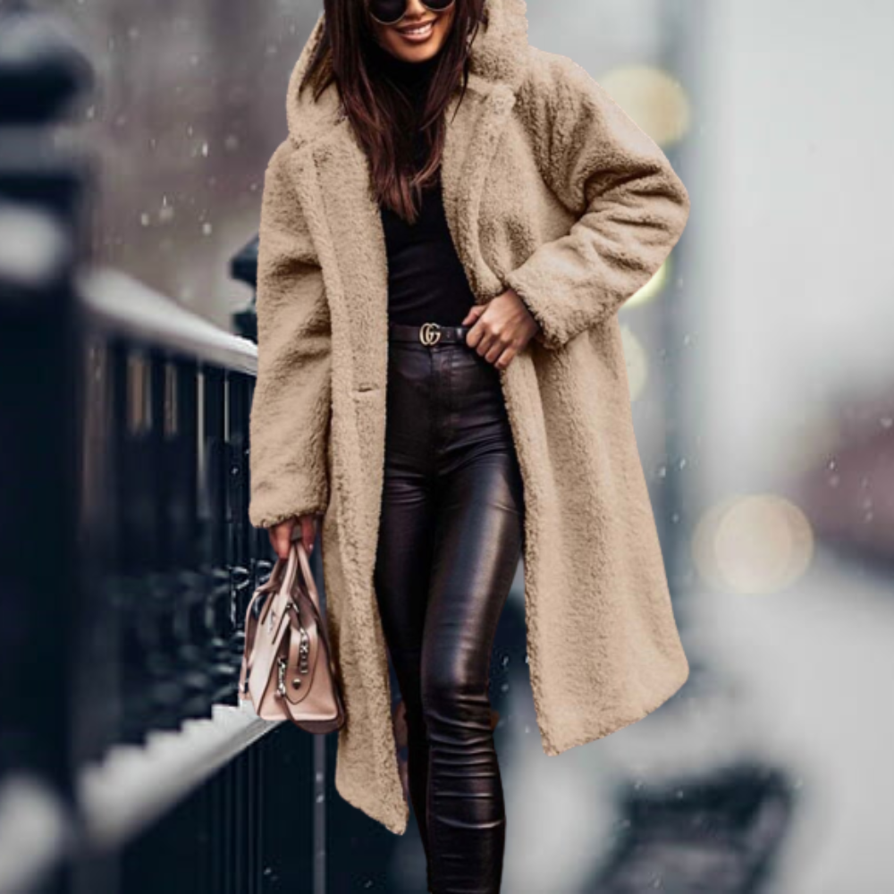 Glevato - The Coziest Elegance Faux Fur Hoodie Jacket