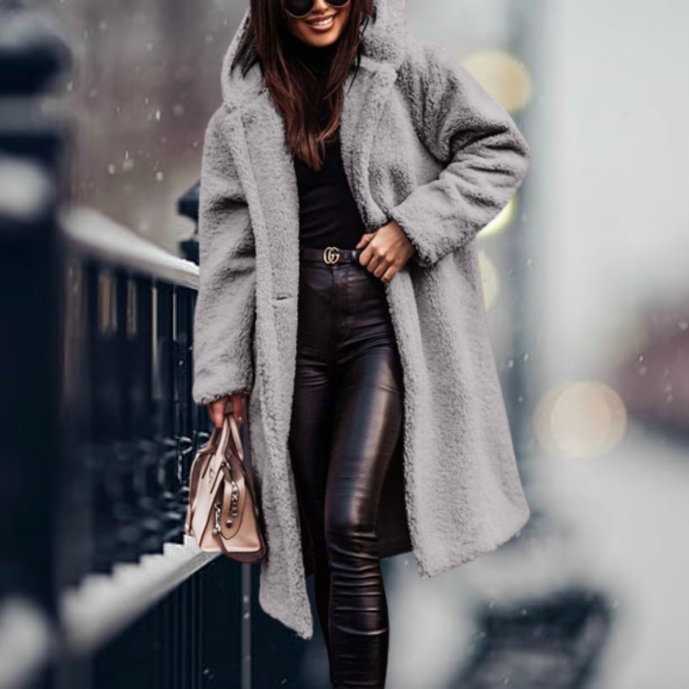 Glevato - The Coziest Elegance Faux Fur Hoodie Jacket