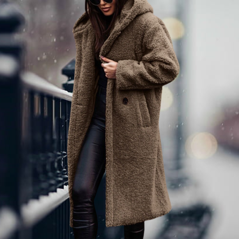 Glevato - The Coziest Elegance Faux Fur Hoodie Jacket