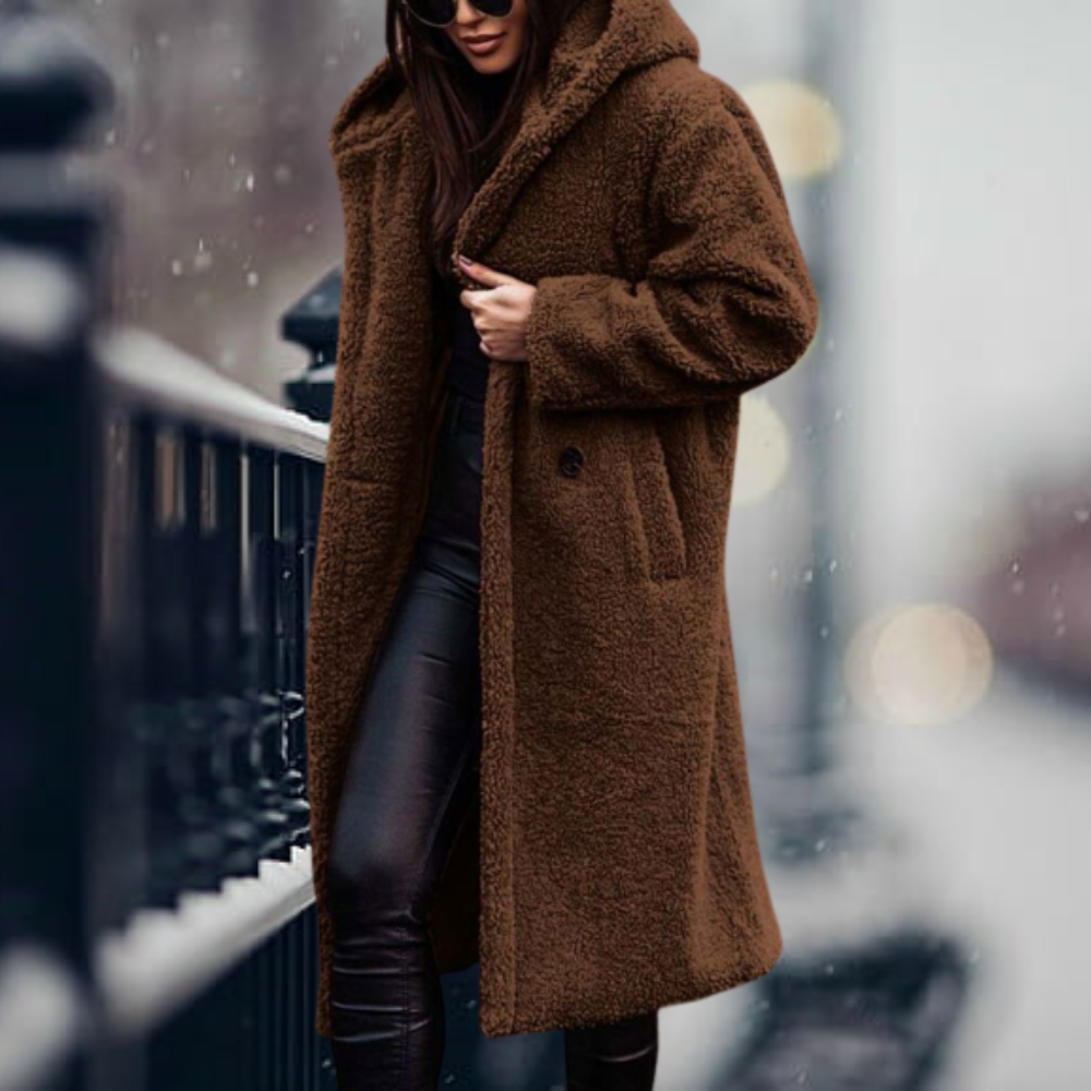 Glevato - The Coziest Elegance Faux Fur Hoodie Jacket