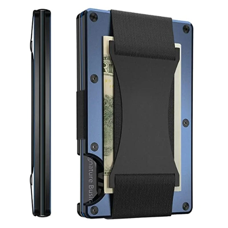 Glevato | Titanium Matte Cobalt Cardholder – Slim & Stylish RFID Wallet for Men & Women