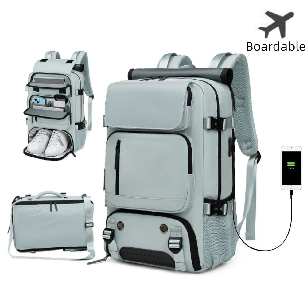 Glevato | TRAVELMAX Pack – Waterproof Travel Backpack with USB Port, Shoe Compartment & Anti-Theft Pocket