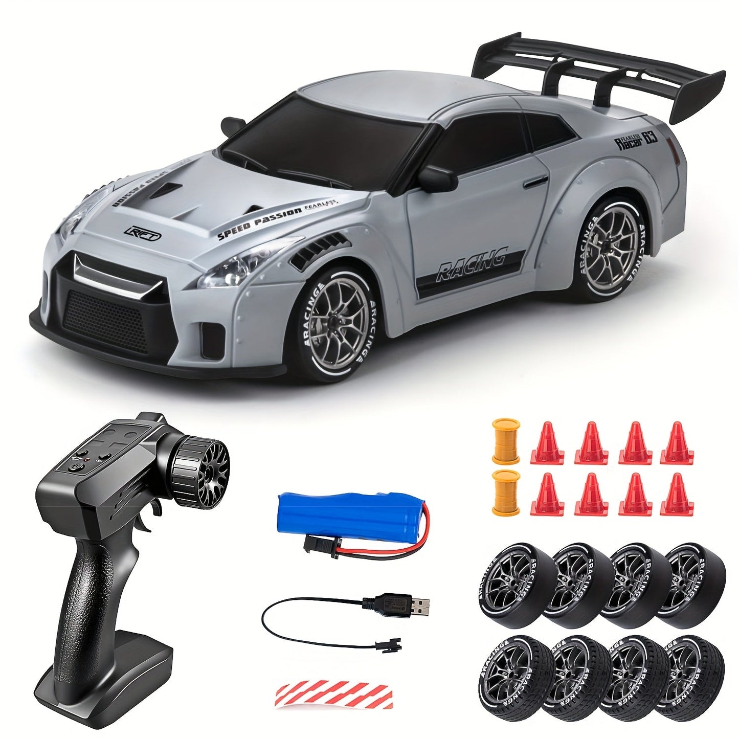 Glevato | Ultimate 1:24 RC Drift Car with LED Wheels – Rechargeable 4WD Racing Toy