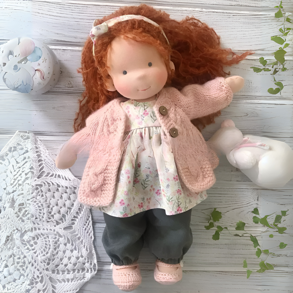 Glevato | Waldorf Soft Cloth Doll with Knitted Cardigan