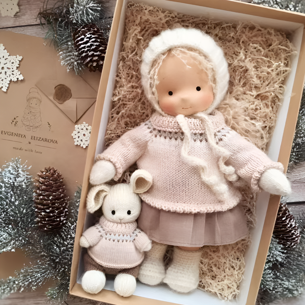 Glevato | Waldorf Soft Cloth Doll with Knitted Cardigan