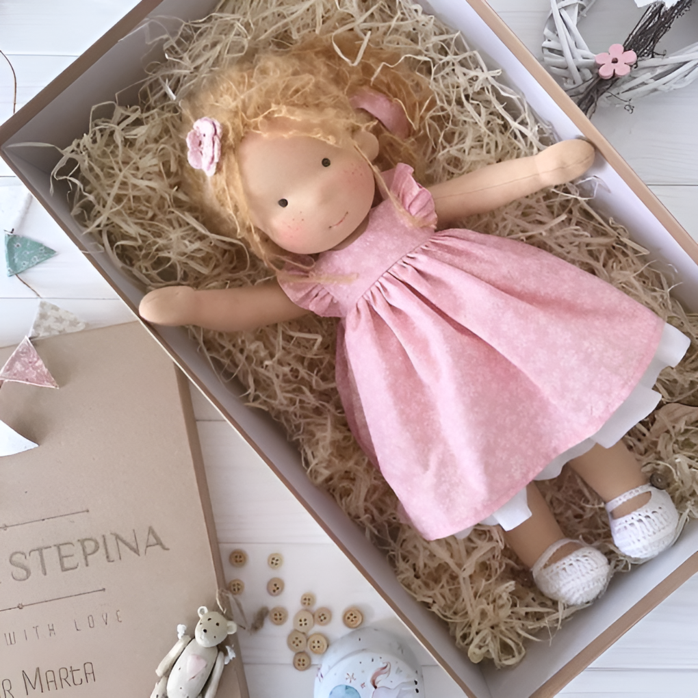 Glevato | Waldorf Soft Cloth Doll with Knitted Cardigan