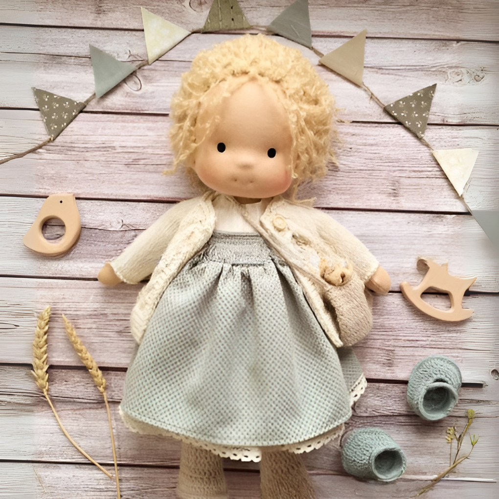 Glevato | Waldorf Soft Cloth Doll with Knitted Cardigan