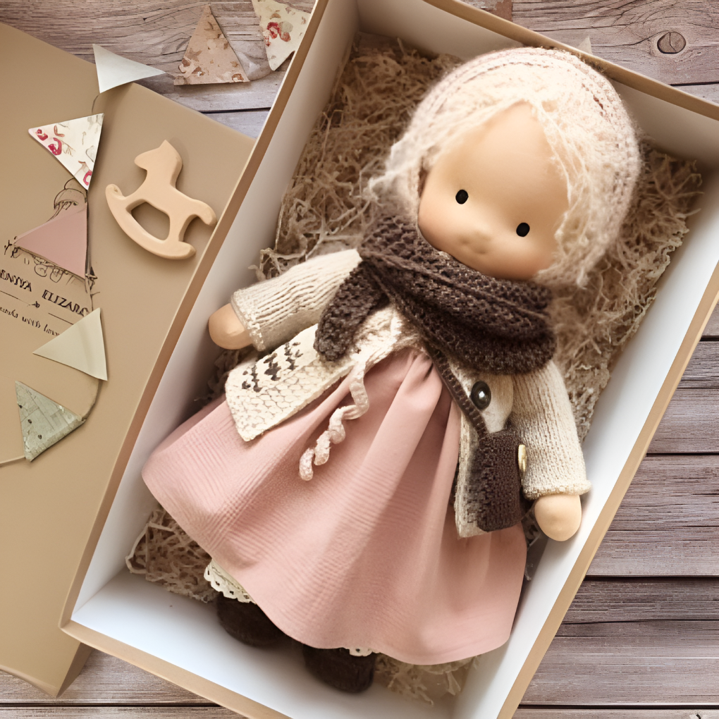 Glevato | Waldorf Soft Cloth Doll with Knitted Cardigan