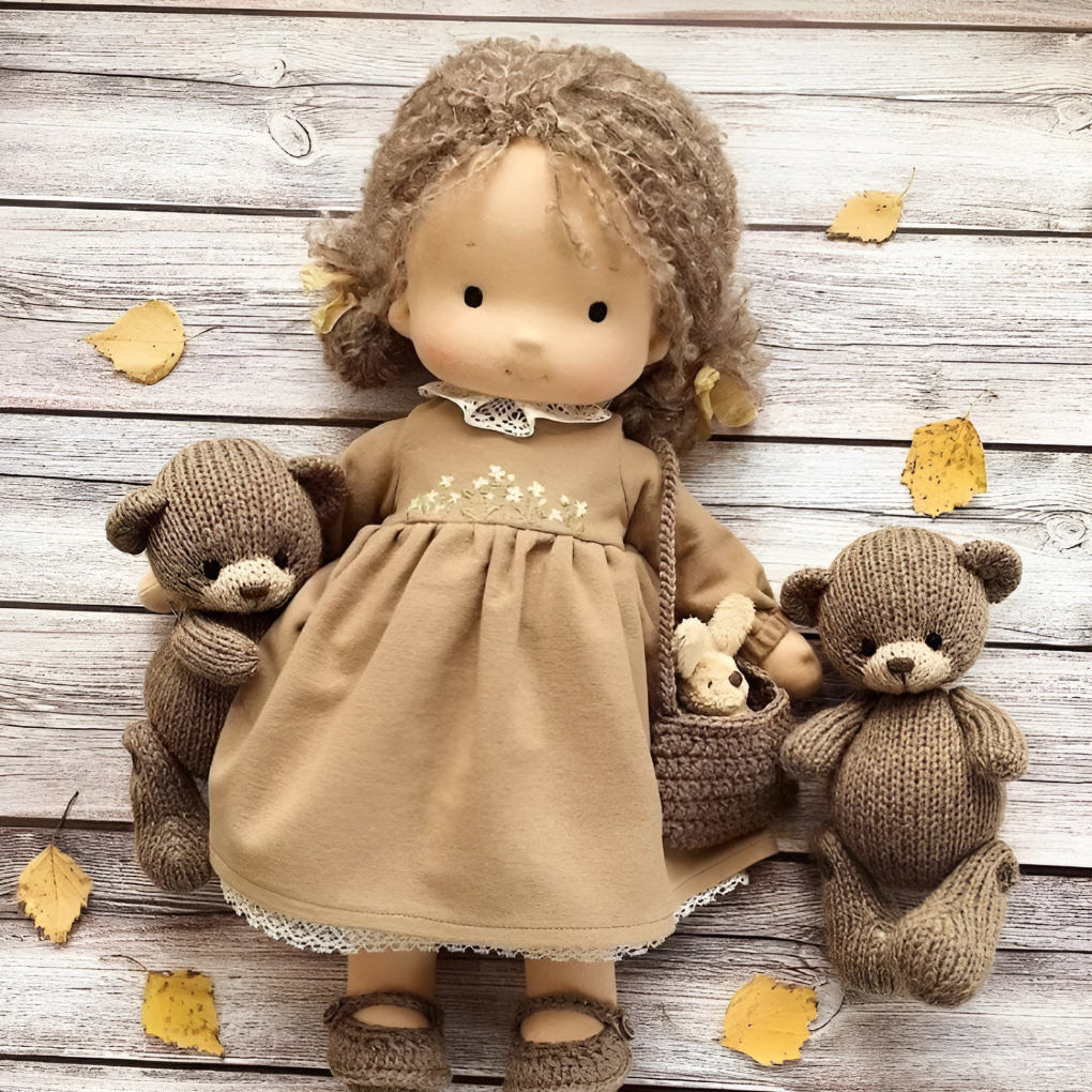 Glevato | Waldorf Soft Cloth Doll with Knitted Cardigan