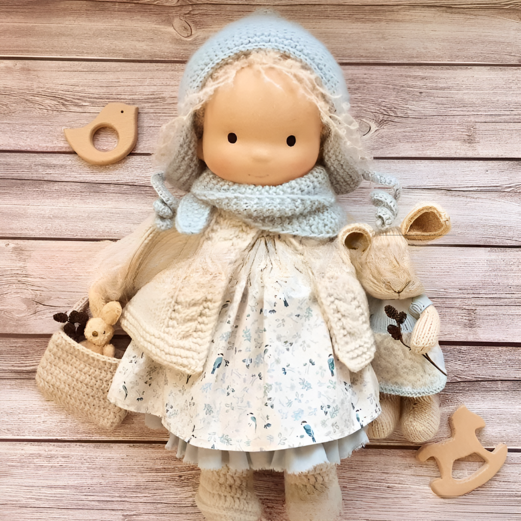 Glevato | Waldorf Soft Cloth Doll with Knitted Cardigan