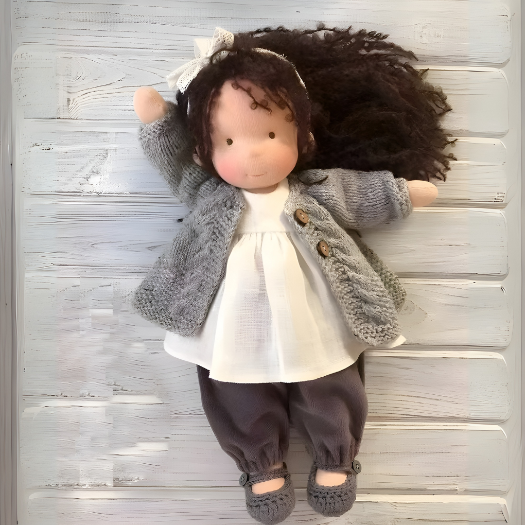 Glevato | Waldorf Soft Cloth Doll with Knitted Cardigan