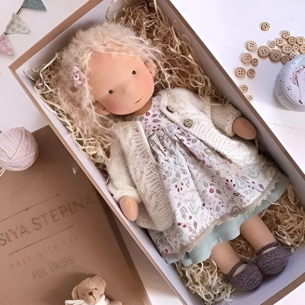 Glevato | Waldorf Soft Cloth Doll with Knitted Cardigan