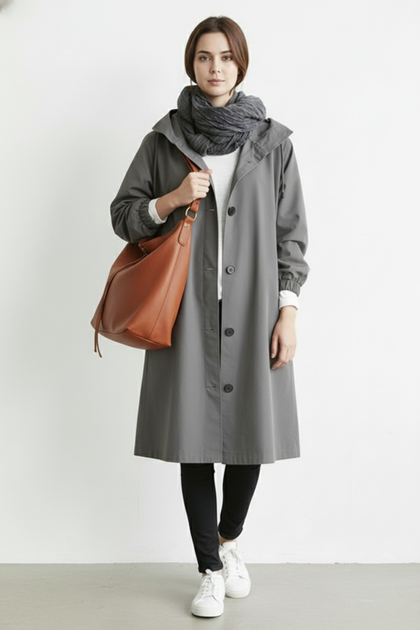 Glevato | Wind and Waterproof Trench Coat for Women – With Hood for Autumn & Winter