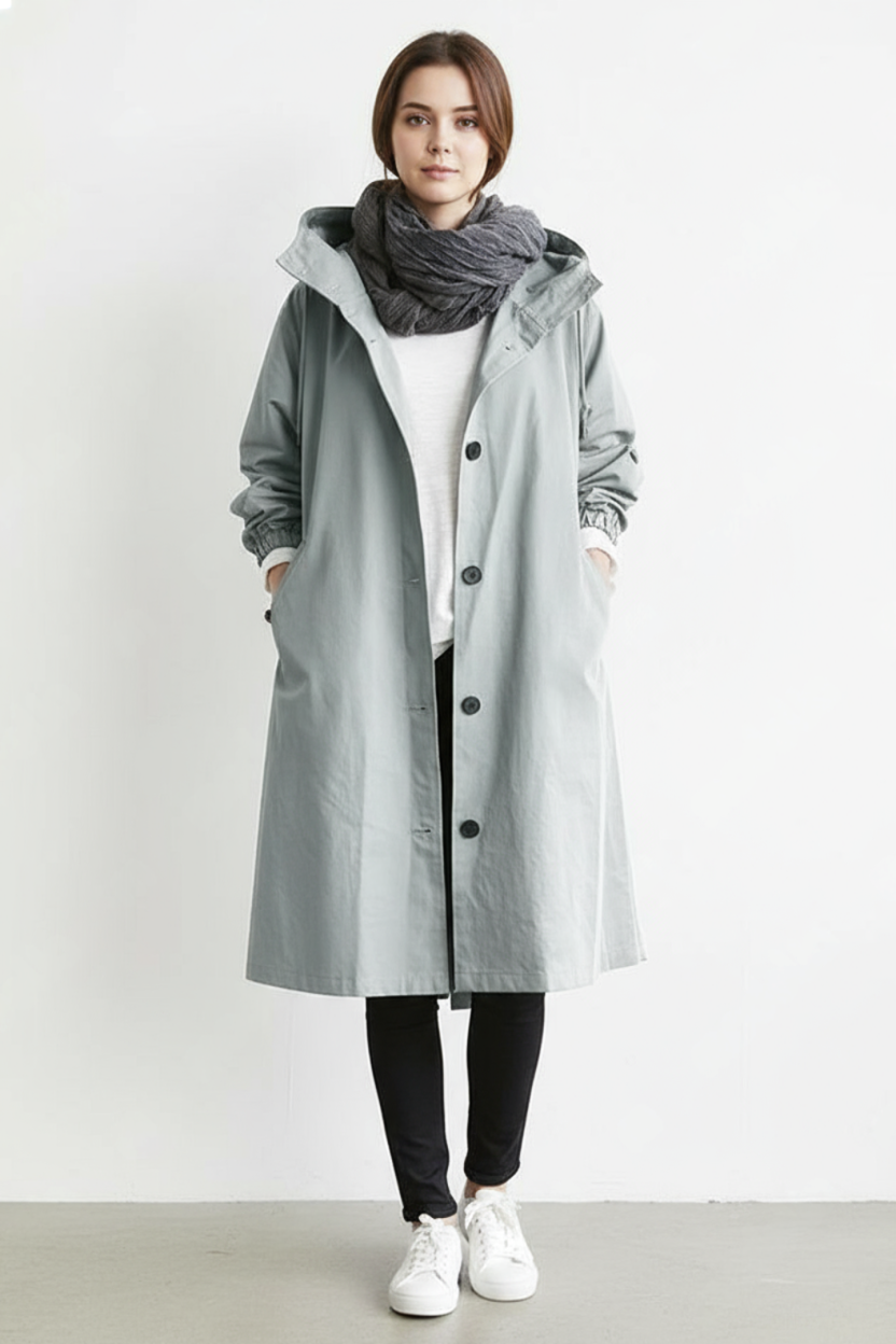 Glevato | Wind and Waterproof Trench Coat for Women – With Hood for Autumn & Winter