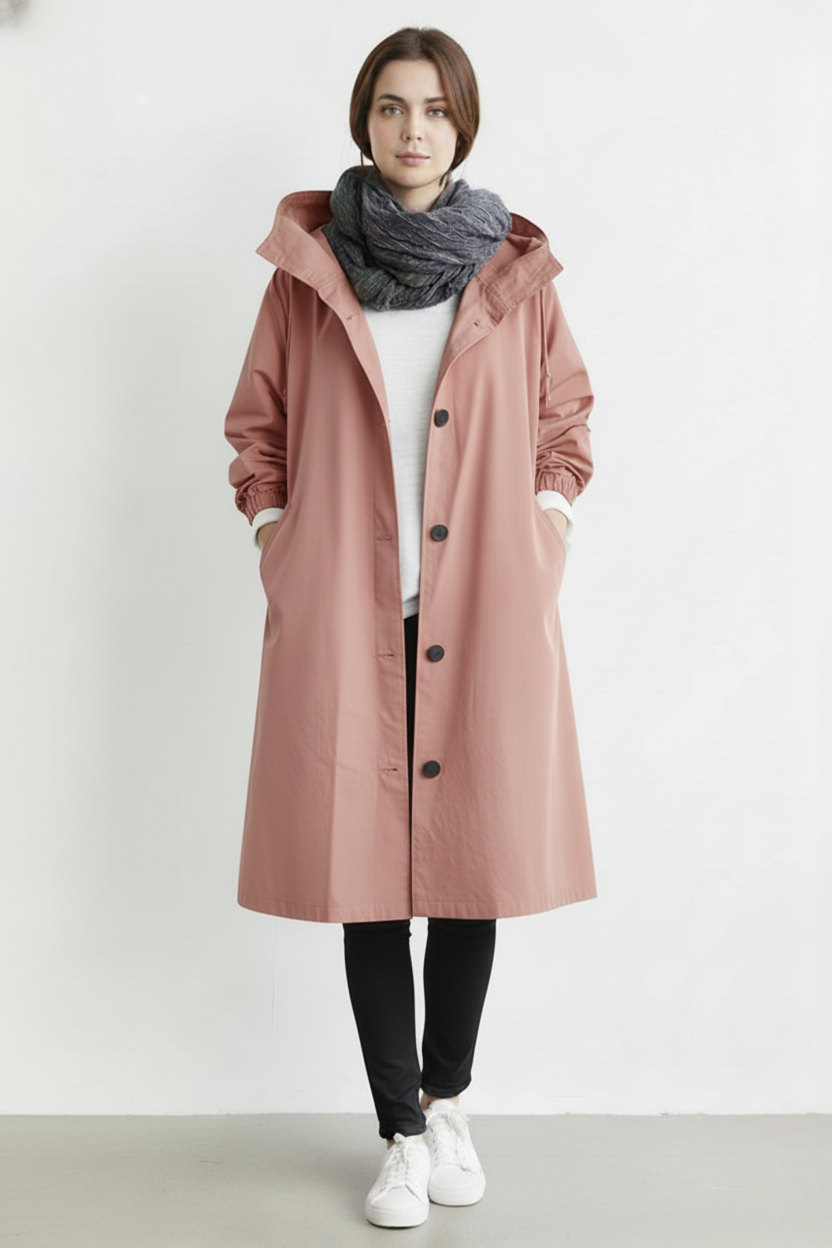 Glevato | Wind and Waterproof Trench Coat for Women – With Hood for Autumn & Winter