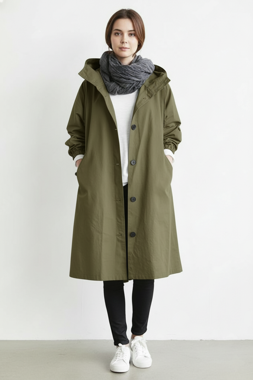 Glevato | Wind and Waterproof Trench Coat for Women – With Hood for Autumn & Winter