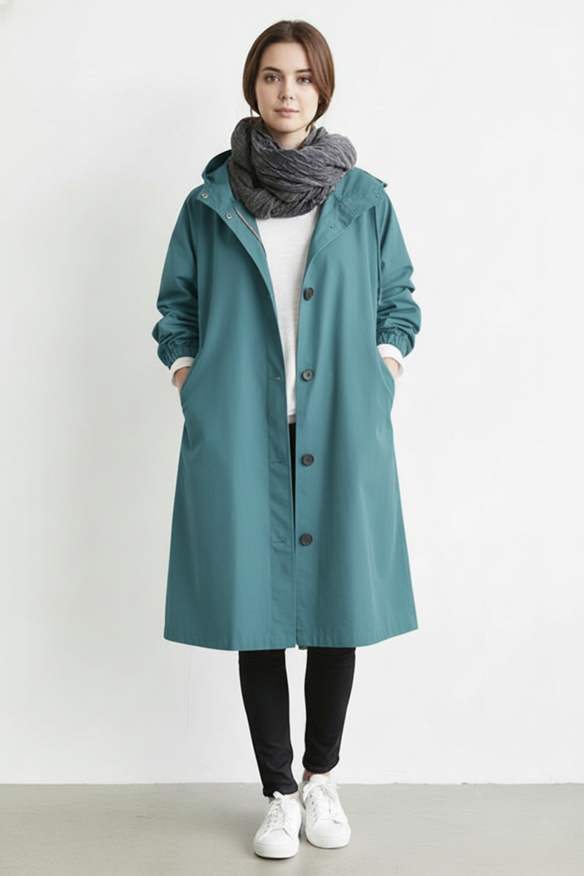 Glevato | Wind and Waterproof Trench Coat for Women – With Hood for Autumn & Winter