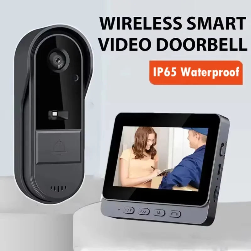 Glevato | Wireless Video Doorbell with Intercom and HD Night Vision – 4.3” IPS Display, Waterproof