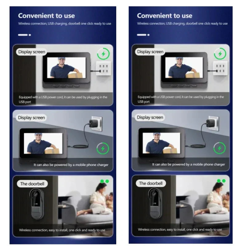 Glevato | Wireless Video Doorbell with Intercom and HD Night Vision – 4.3” IPS Display, Waterproof