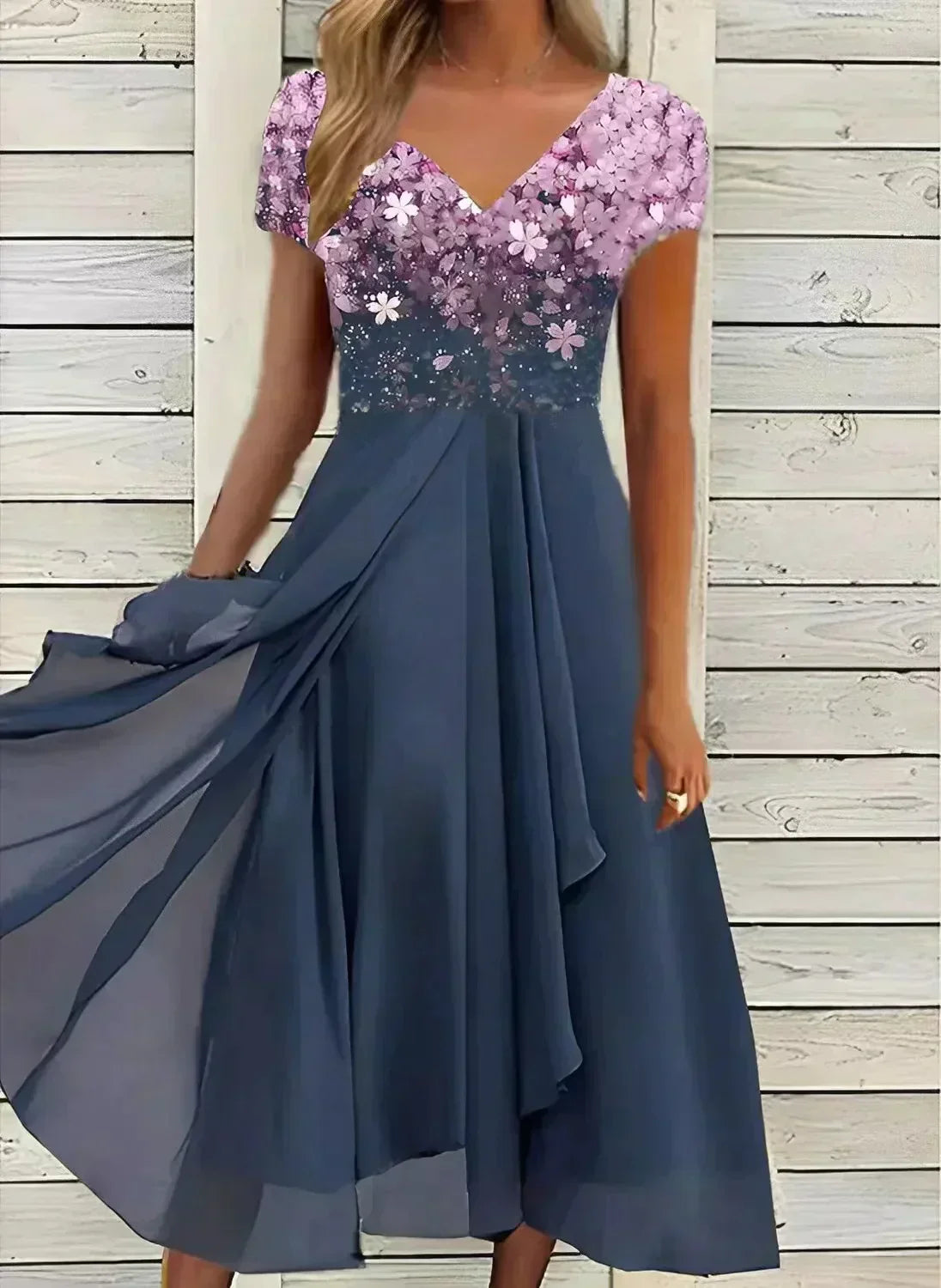 Glevato | Women's Chiffon Maxi Dress | Flowy Tiered Skirt