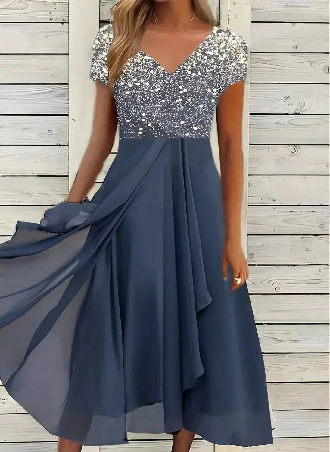 Glevato | Women's Chiffon Maxi Dress | Flowy Tiered Skirt