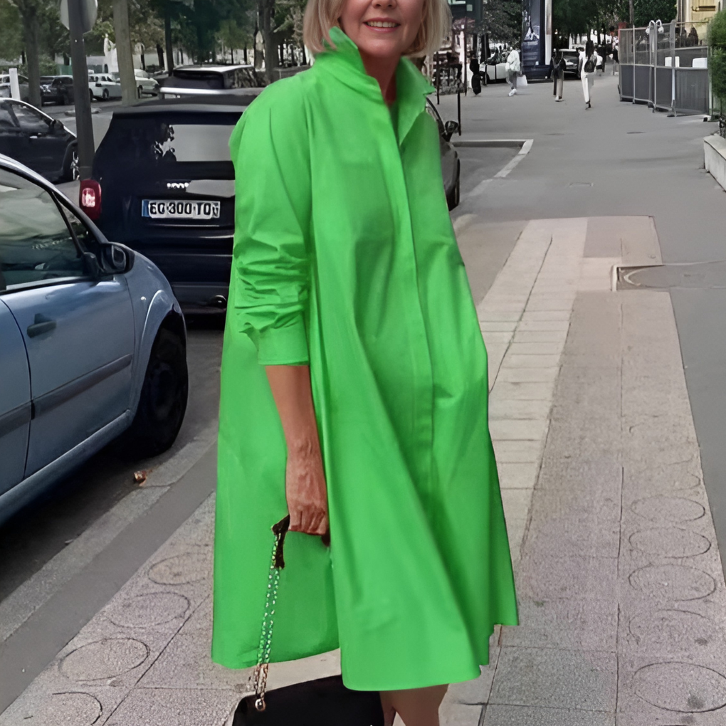 Glevato | Women's Collared A-Line Shirt Dress