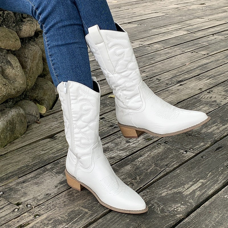 Glevato | Women's Cowboy Boots with Metallic Finish
