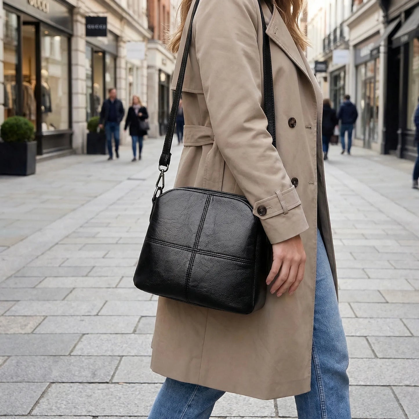 Glevato | Women's Crossbody Shoulder Bag with Stitch Detail