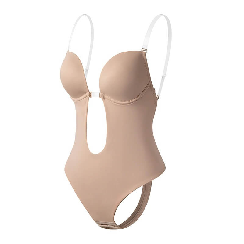 Glevato | Women's Deep V Backless Bodysuit