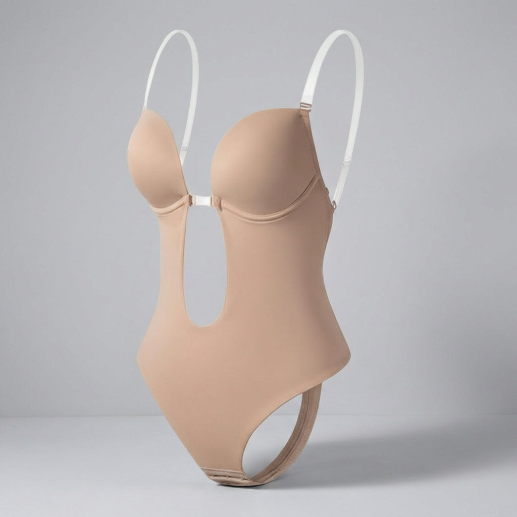 Glevato | Women's Deep V Backless Bodysuit Shaper