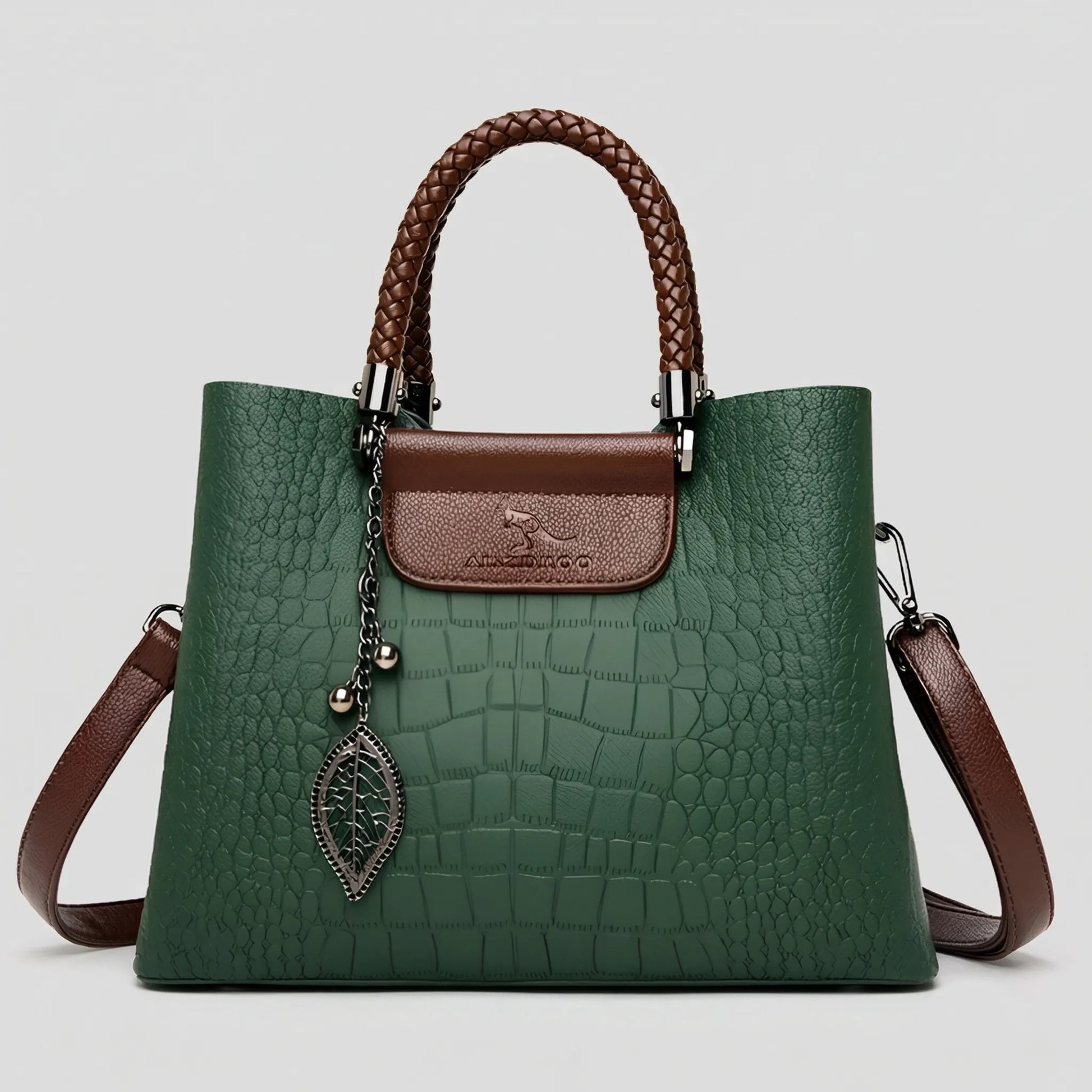 Glevato | Women's Embossed Tote Bag with Braided Handle