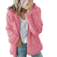 Glevato damska moda | elegancki płaszcz z futra misia Teddy: miękki płaszcz z polaru z kieszeniami i zamkiem