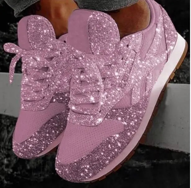 Glevato | Women's Glitter Lace-Up Sneakers