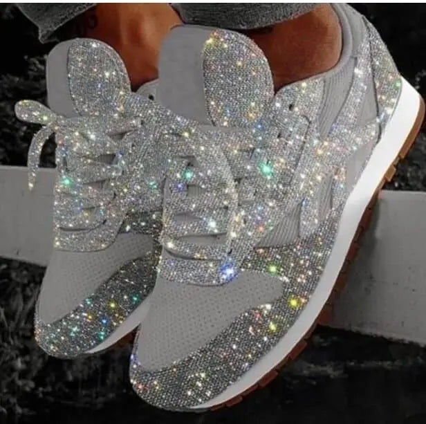 Glevato | Women's Glitter Lace-Up Sneakers