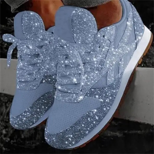 Glevato | Women's Glitter Lace-Up Sneakers