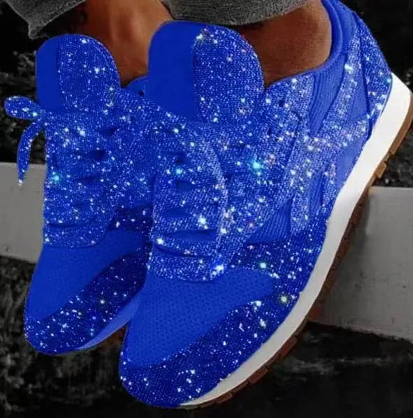 Glevato | Women's Glitter Lace-Up Sneakers