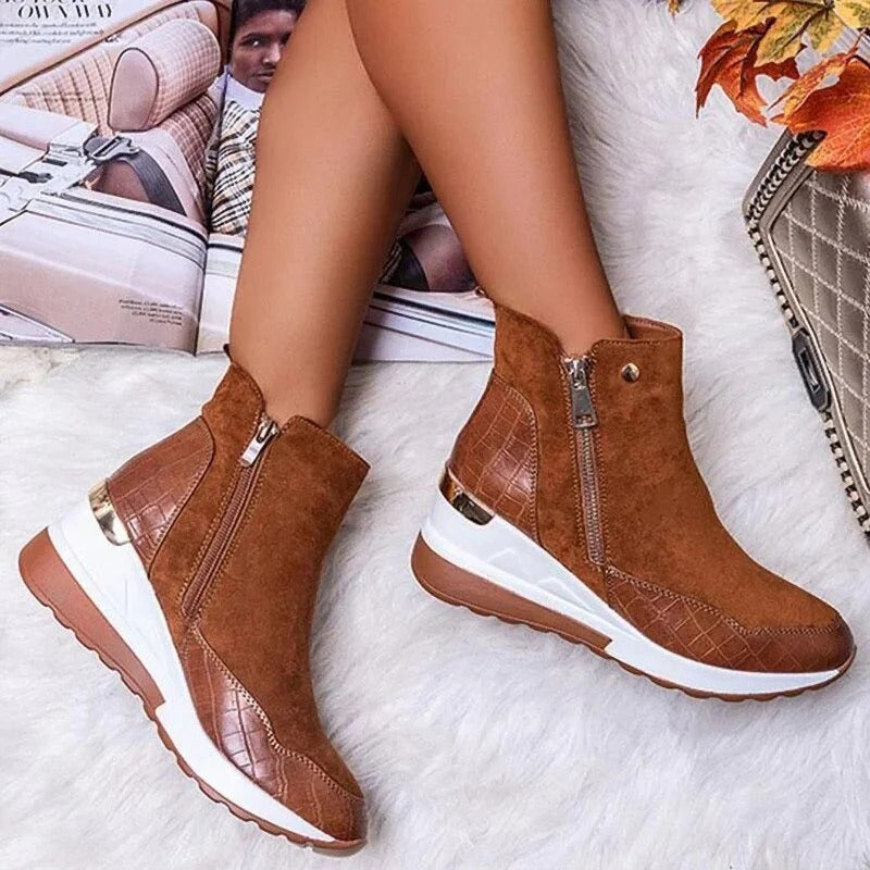 Glevato | Women's High-Top Orthopedic Sneakers with Zipper