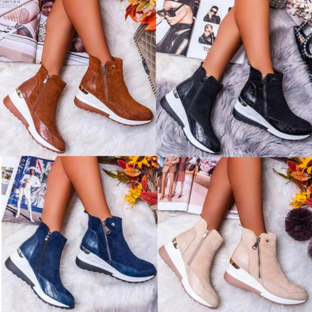 Glevato | Women's High-Top Orthopedic Sneakers with Zipper